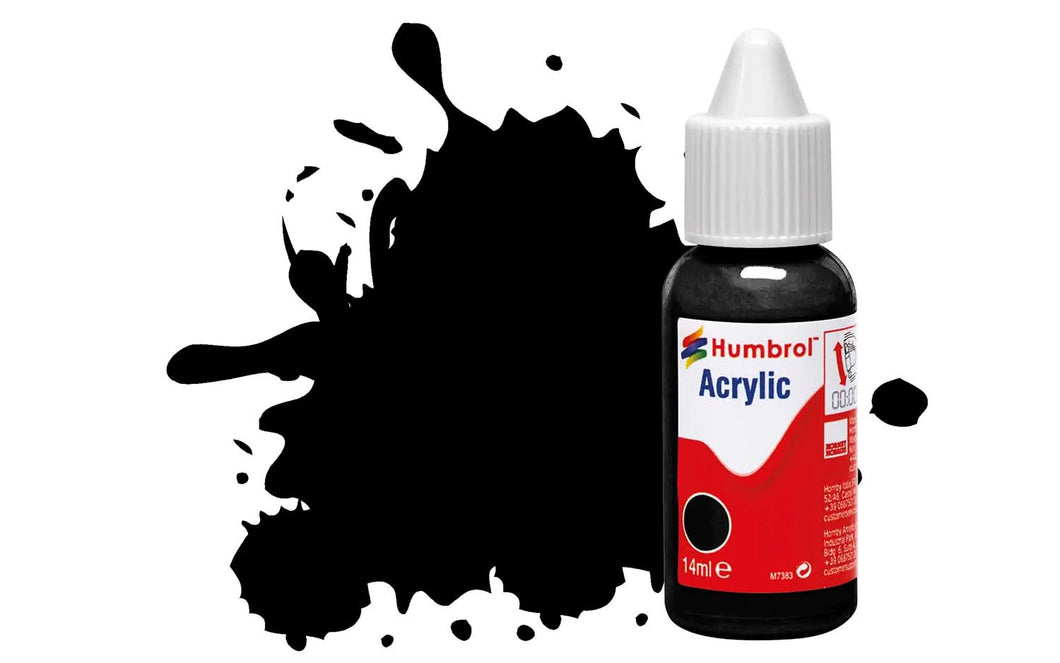 Humbrol Acrylic - No 21 Black - Gloss - (14ml) - DB0021